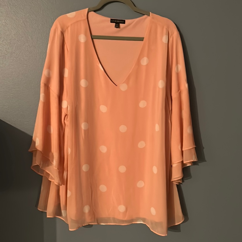 Lane Bryant 22/24 pink chiffon w/ white polka dots!